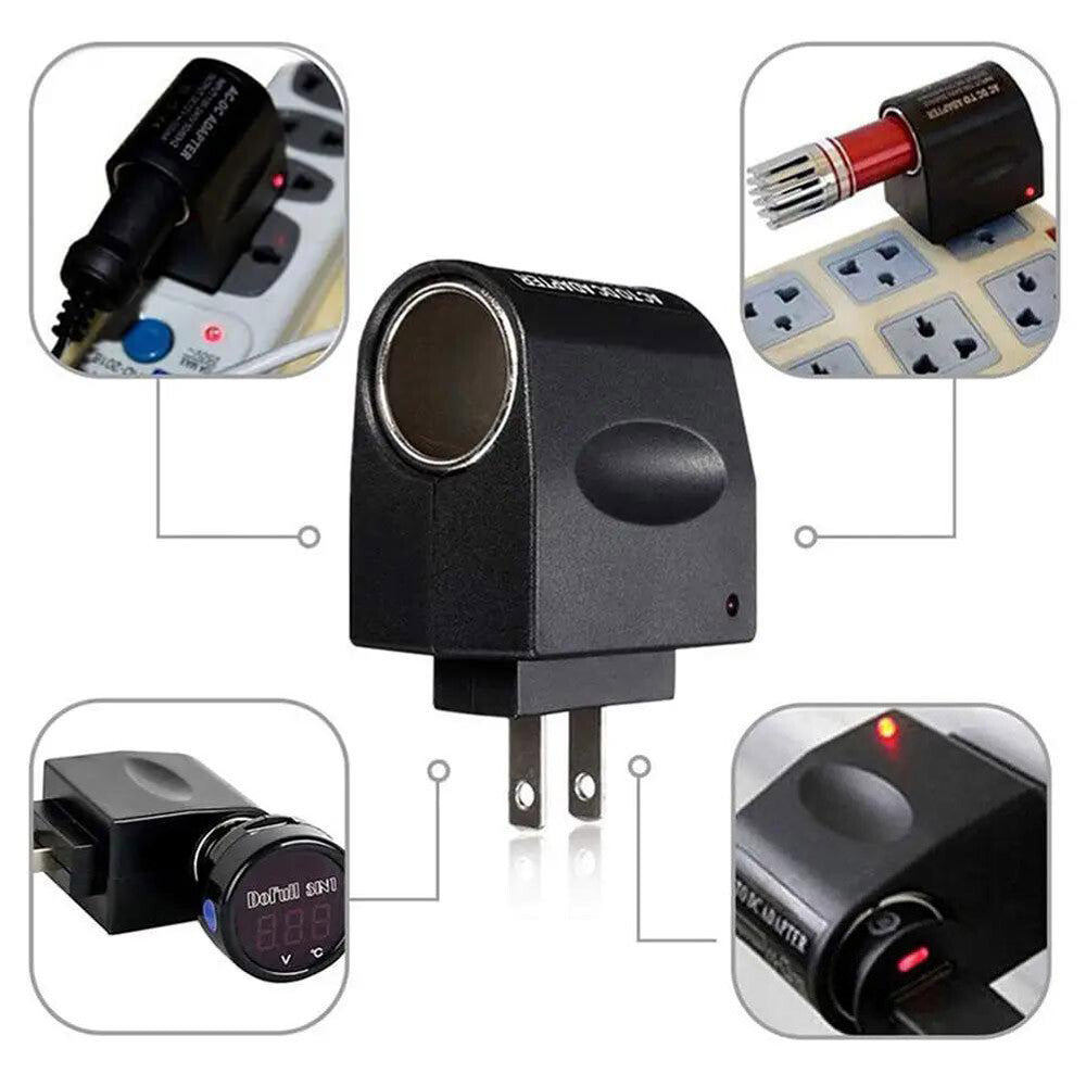 2PCS 100-240V AC to 12V DC Car Cigarette Lighter Socket Power Adapter Converter