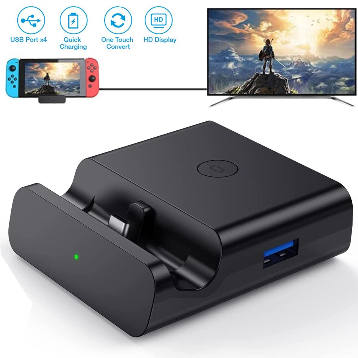 Docking Station Stand Charging Dock 4K TV HDMI Adapter for Nintendo Switch US