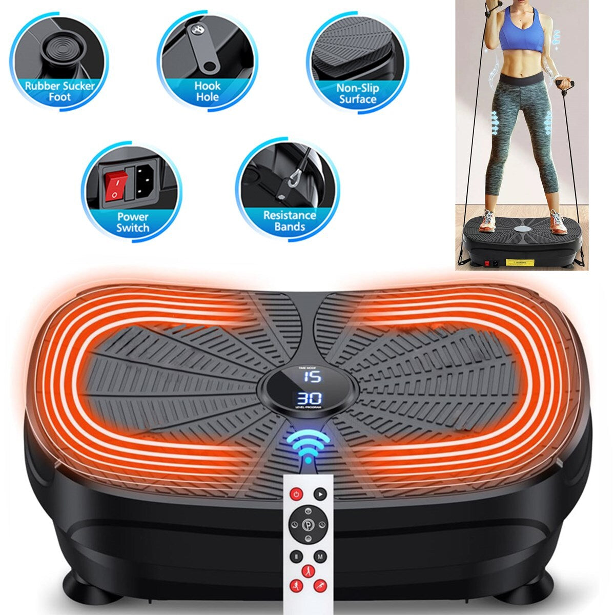 Vibration Platform Plate Whole Body Exercise Fitness Massager Machine Slim Music