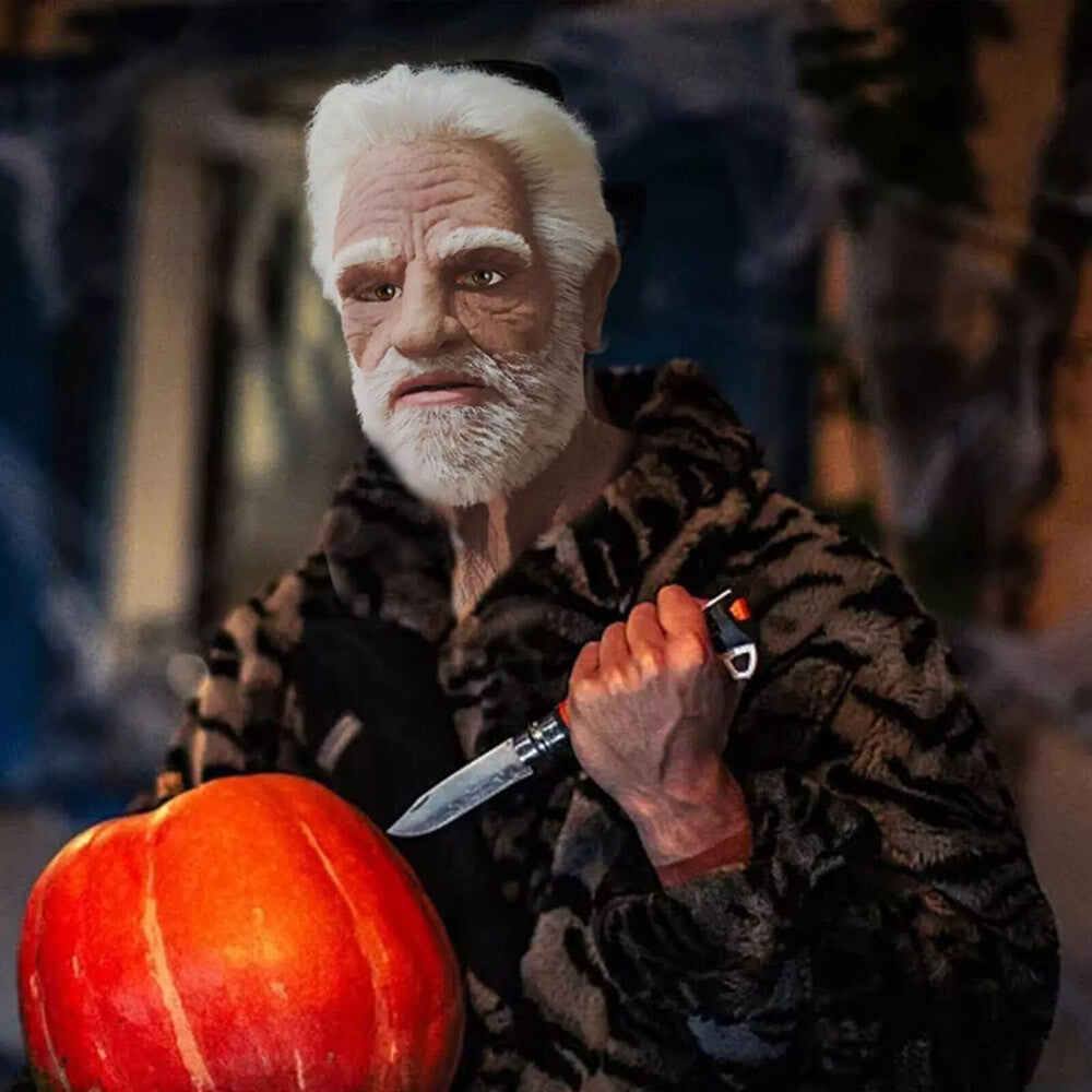 Realistic Halloween Latex Human Wrinkle Face Mask Old Man Full Head Headwear US