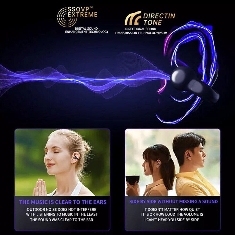Bluetooth 5.3 Wireless Earbuds Ear Clip Bone Conduction Headphones Sport Headset