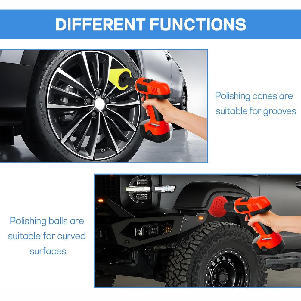 4" Foam Drill Polishing Cone Ball Pads Kit Car Hub Waxing Buffing Wheel Polisher