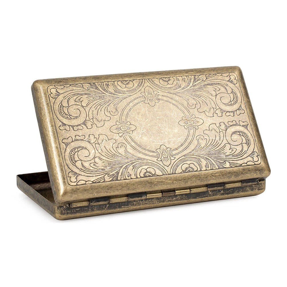 Retro Bronze Metal Cigarette Case Holder Box for King Size or 20'S Cigarettes US