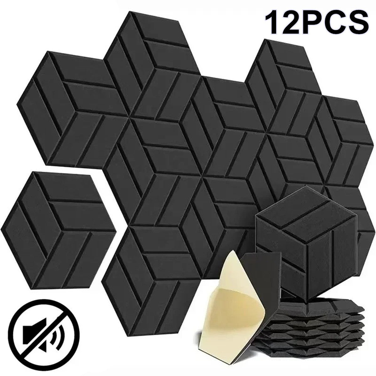 12 Pack Sound Proof Foam Panels 12"X 12"X 0.4" Acoustic Panels Self-Adhesive US