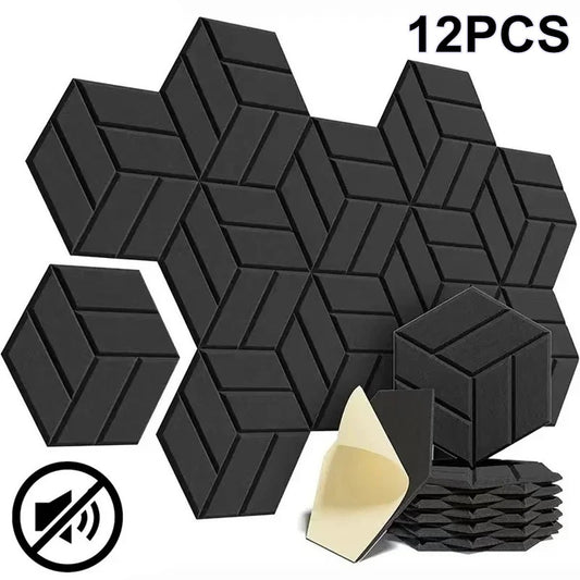 12 Pack Sound Proof Foam Panels 12"X 12"X 0.4" Acoustic Panels Self-Adhesive US