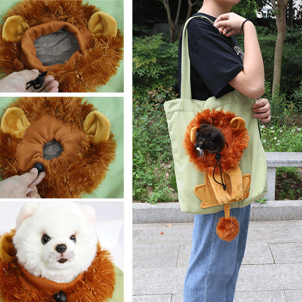 Lion Shaped Shoulder Bag Pet Puppy Dog Cat Carry Bag Travel Tote Shopping Bag US