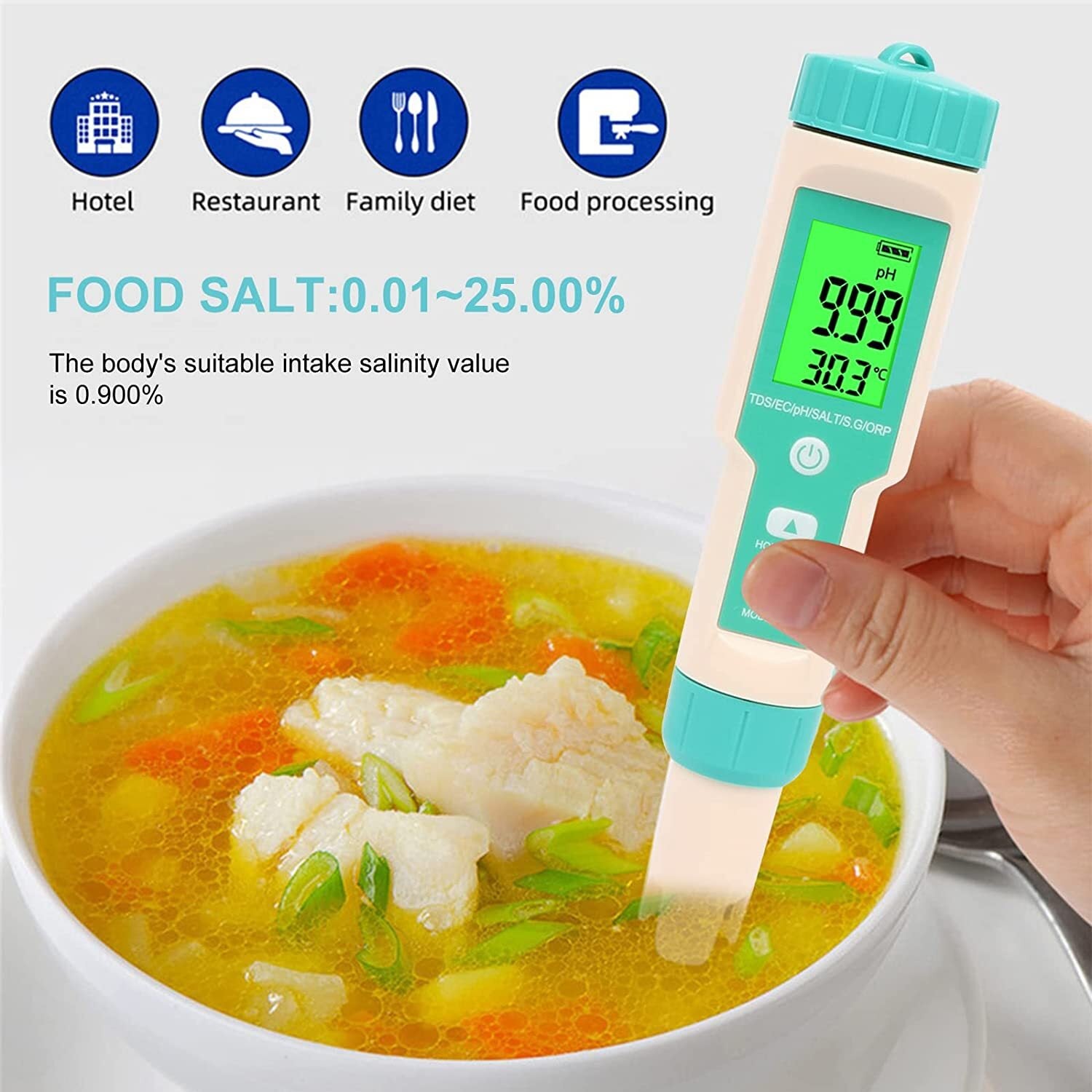 Water Quality Tester Meter Pen 7 in 1 Digital LCD PH/TDS/EC/ORP/