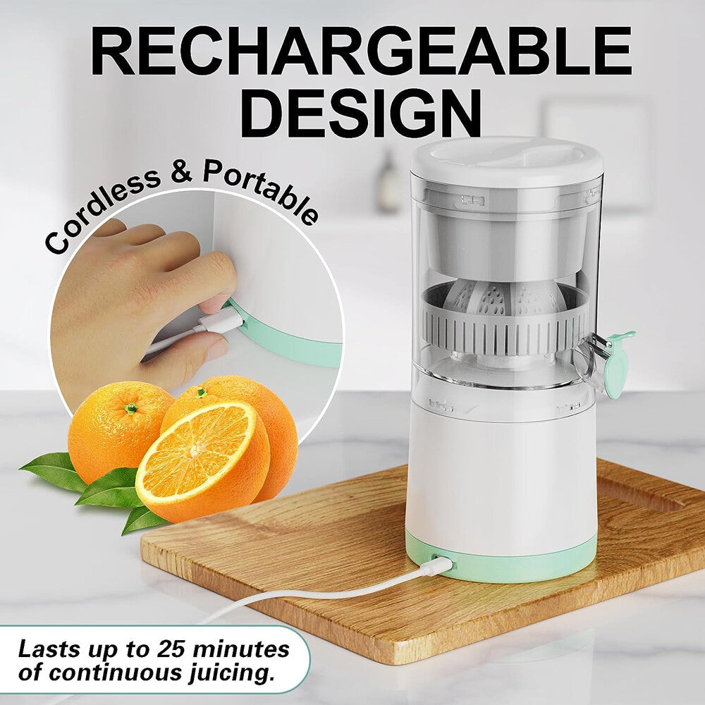 Electric Citrus Juicer Rechargeable Hands-Free Masticating Orange Lemon Squeezer
