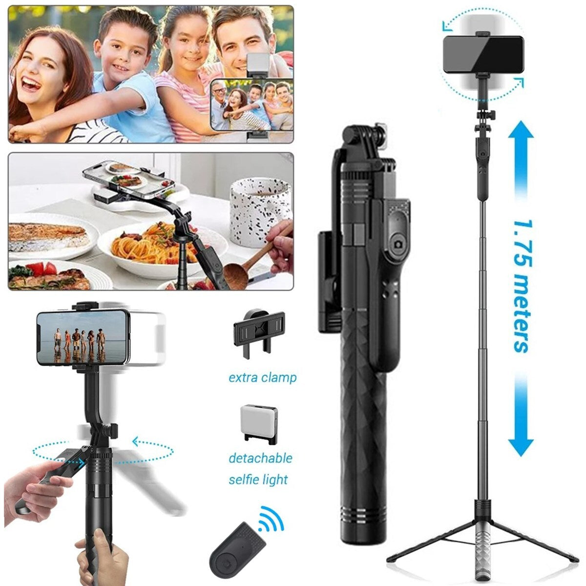 68" Wireless Selfie Stick Tripod Stand Foldable Remote for Phone Shooting Live