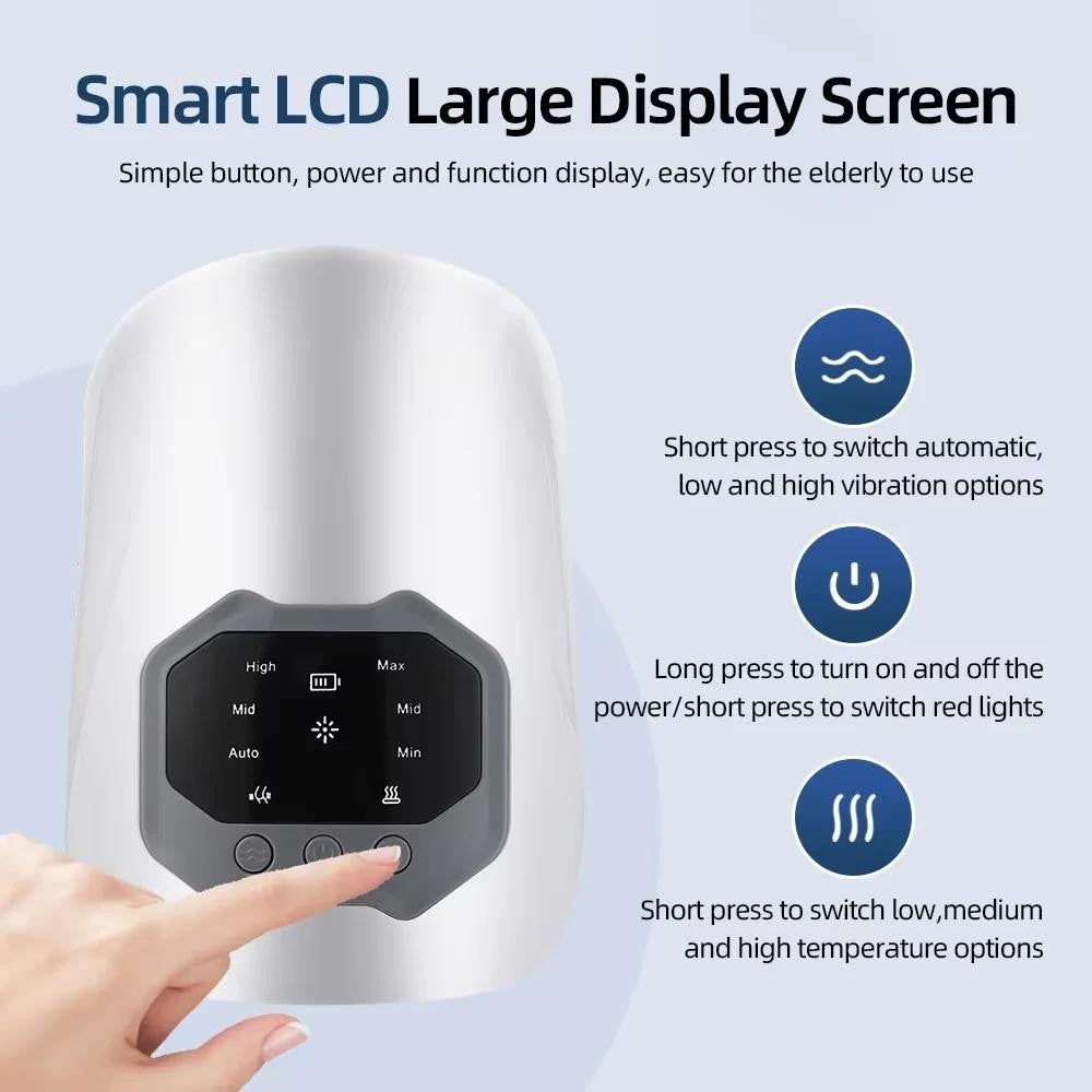 Cordless Knee Massager Heated Vibration Pain Therapy Adjustable W/ LED Screen US