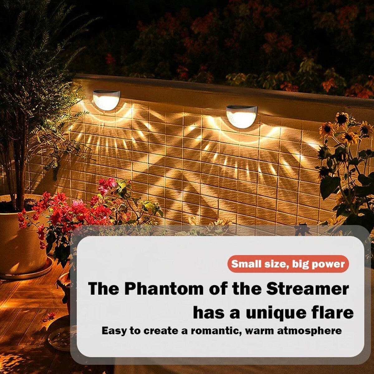 2PCS Solar Fence Lights Outdoor Garden Waterproof Wall Mount Decorative Lights