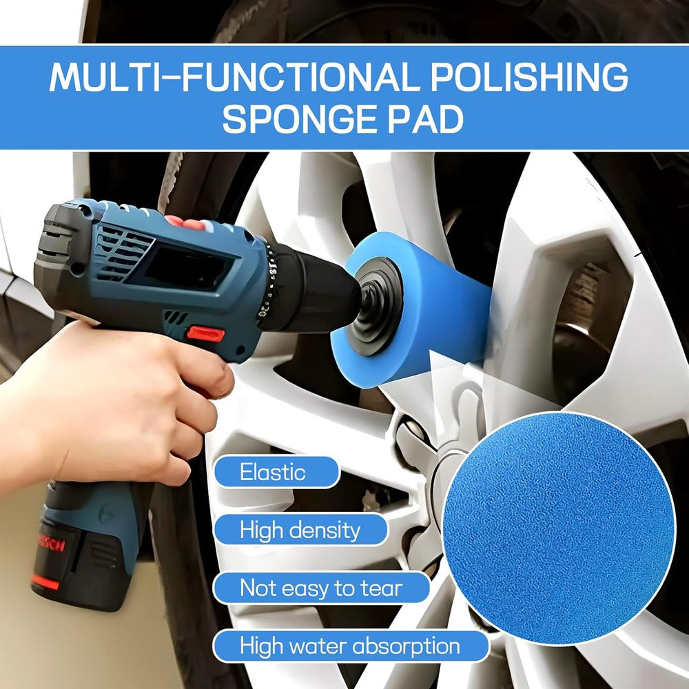 4" Foam Drill Polishing Cone Ball Pads Kit Car Hub Waxing Buffing Wheel Polisher
