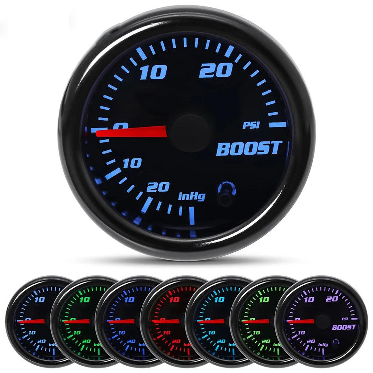 2" 52Mm Digital Boost Gauge Tinted 7 Color 0-30 PSI Pressure Vacuum Turbo Meter