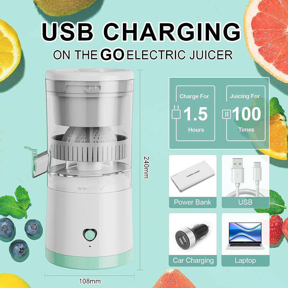 Electric Citrus Juicer Rechargeable Hands-Free Masticating Orange Lemon Squeezer