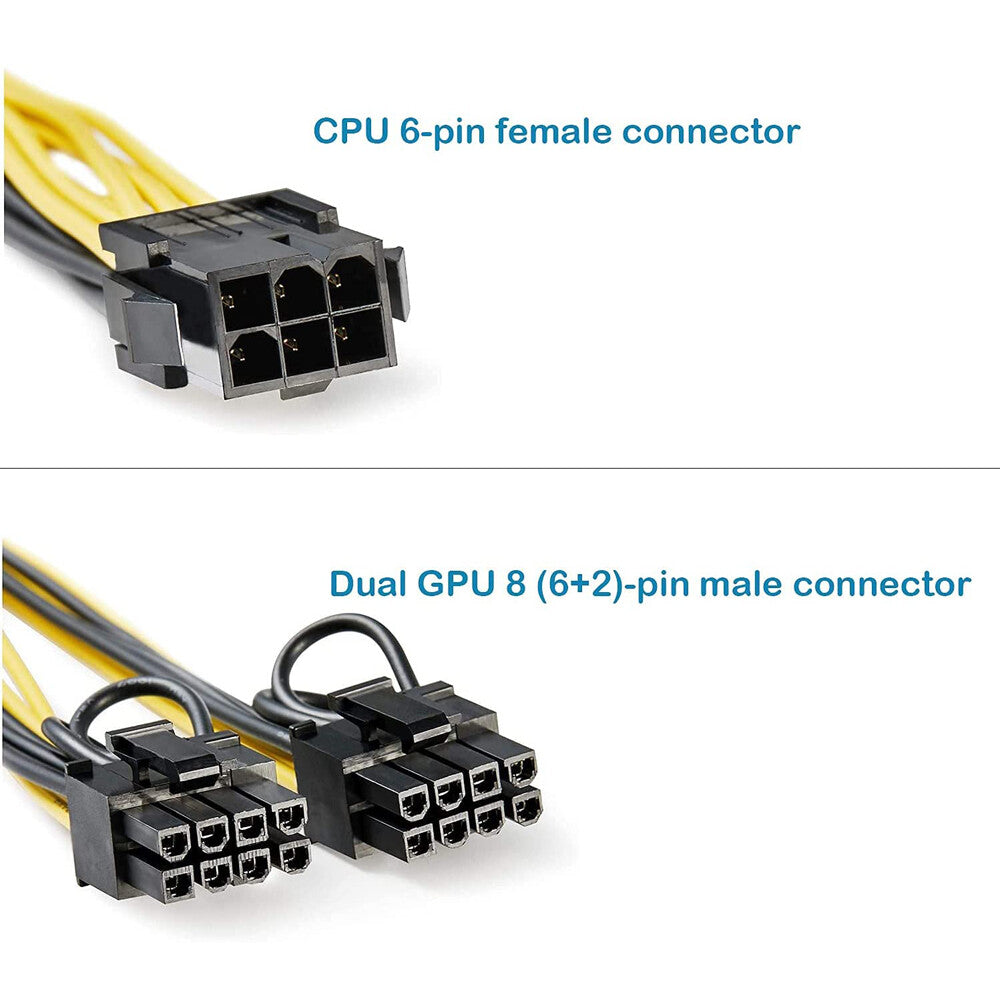 10 PCS PCIE 6 Pin Female to Dual PCI-E 8 Pin (6+2) Male GPU Power Cable Splitter