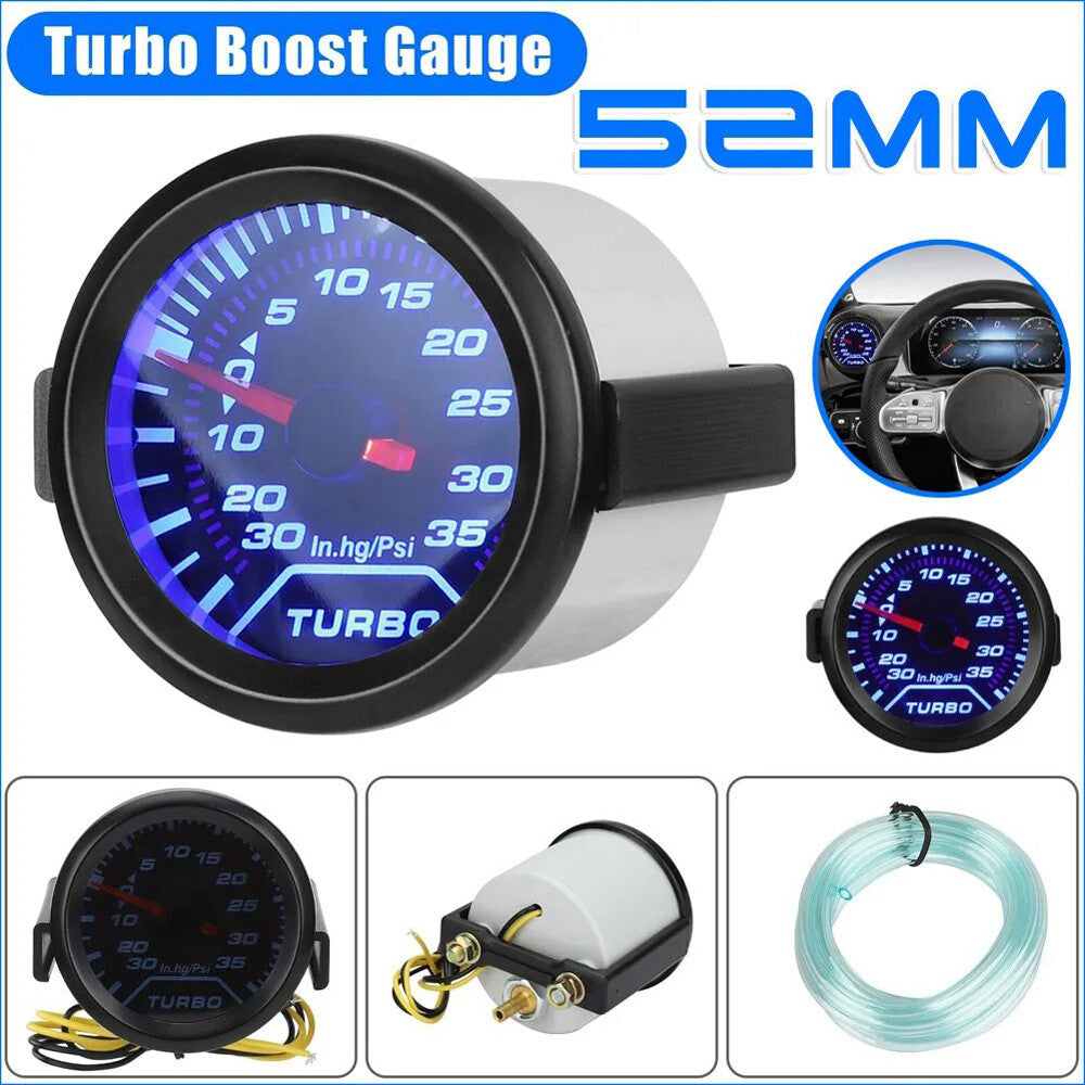 Digital Boost Gauge Universal 2" 52Mm 0-35 PSI Pressure Turbo Meter Smoked Face