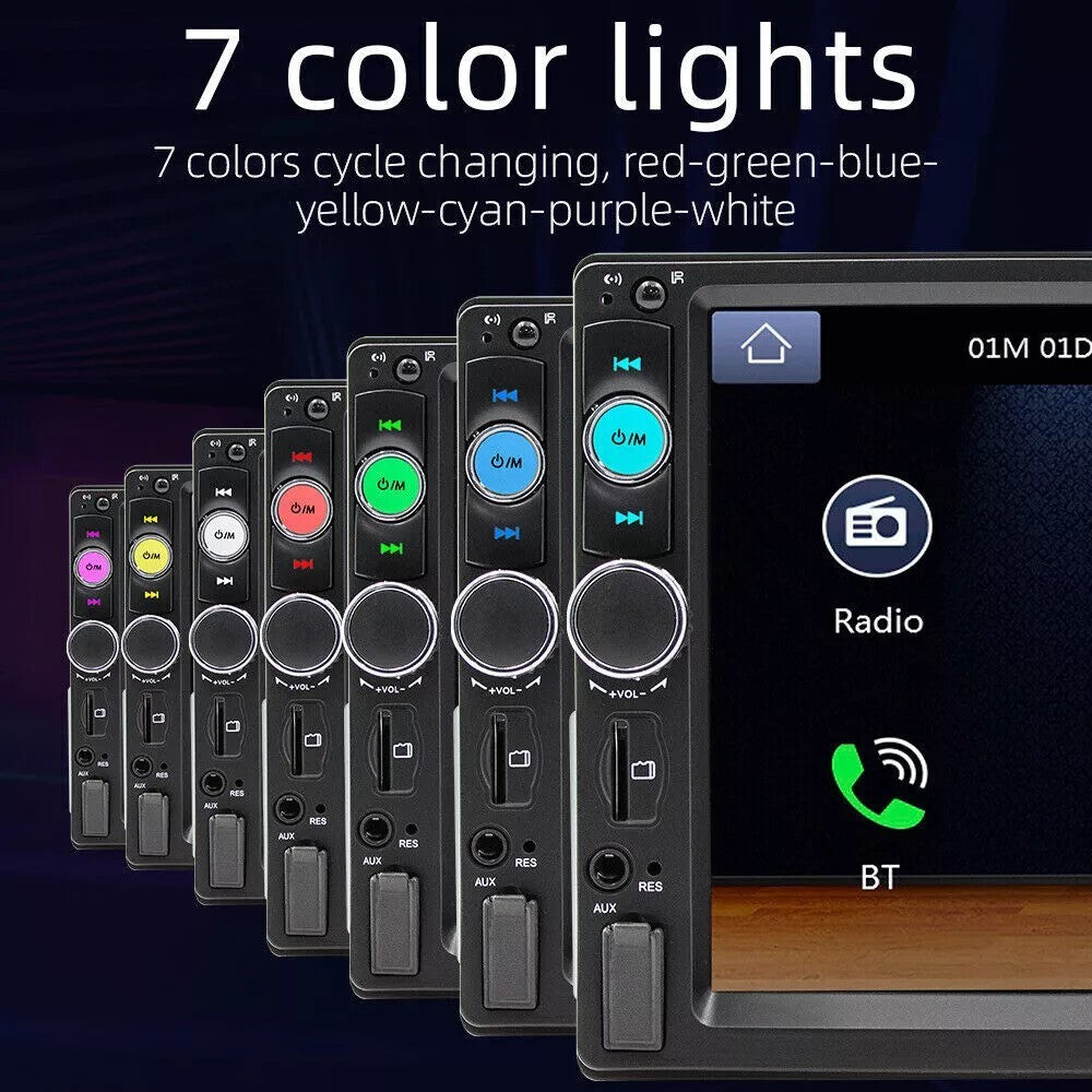 Single 1Din 7" Touch Screen Stereo Bluetooth Radio Car Apple/Android Carplay GPS