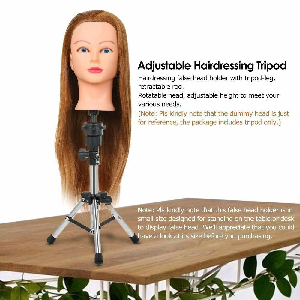 Wig Holder Stand Adjustable Tripod Manikin Mannequin Head Hairdressing Training