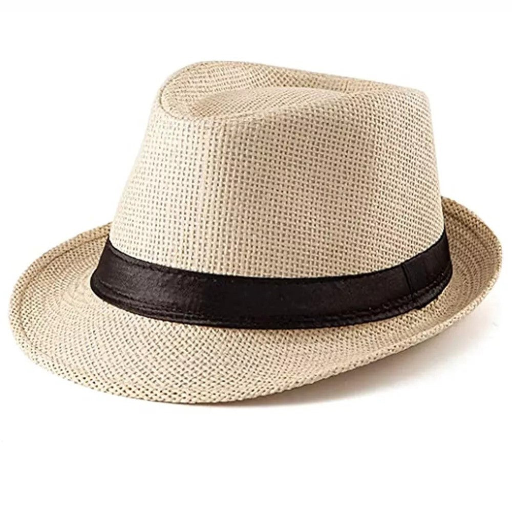 Unisex Straw Panama Hat Summer Beach Sun Short Brim Fedora Trilby Cuban Cap US