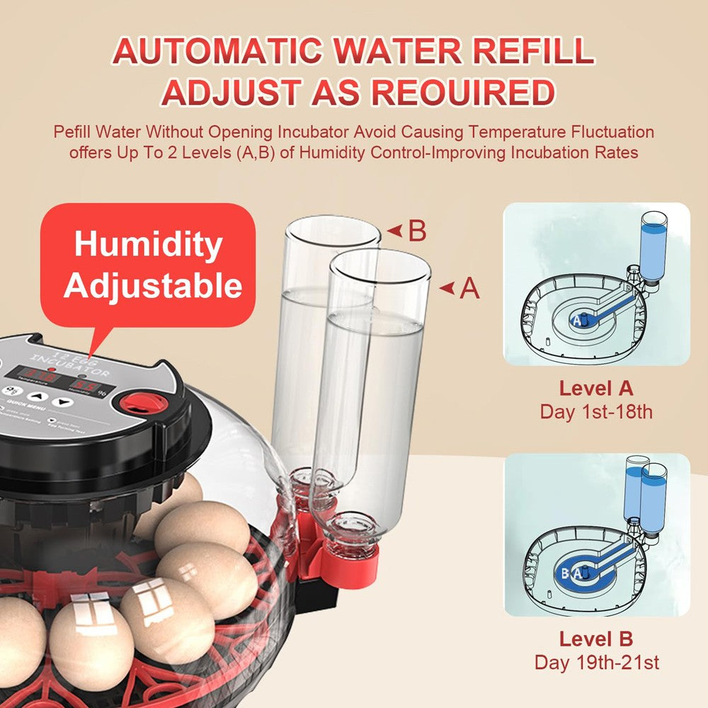 12 Eggs Incubator Automatic Turning Quail Chick Chicken Hatcher for Hatching Egg