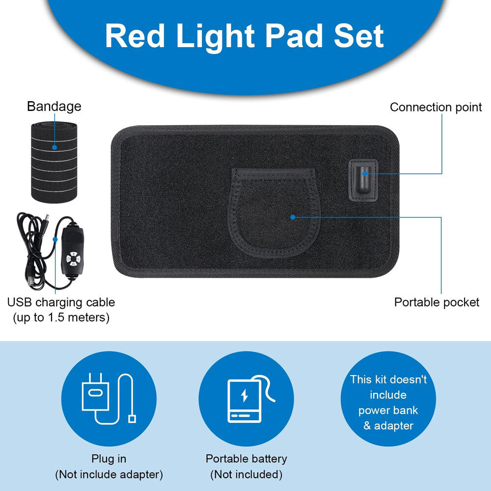30W 660Nm 850Nm near Infrared Red Light Therapy Waist Wrap Pad Belt Pain Relief