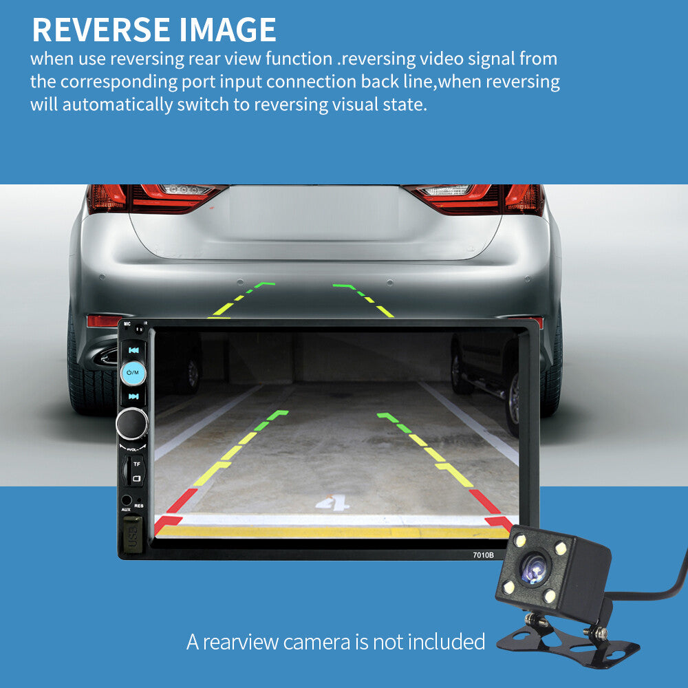 Car MP5 Player 7" Double 2DIN Bluetooth Touch Screen Stereo Radio USB AUX Camera