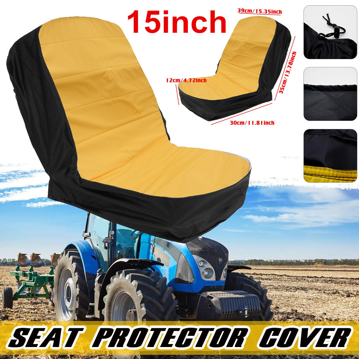 Universal Lawn Mower Tractor Seat Cover Waterproof Padded Comfort Pad Protector