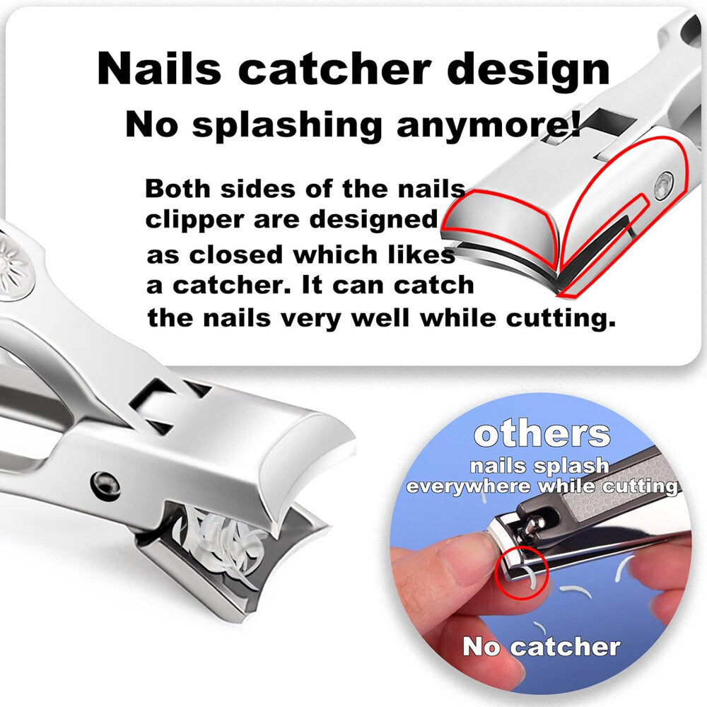 New Ultra Sharp Nail Clippers Steel Wide Jaw Opening anti Splash Portable US