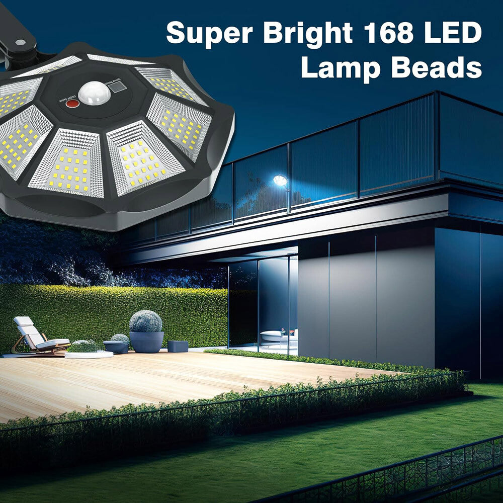 Solar Light Outdoor Motion Sensor Wall 168LED Waterproof Garden Yard Street Lamp