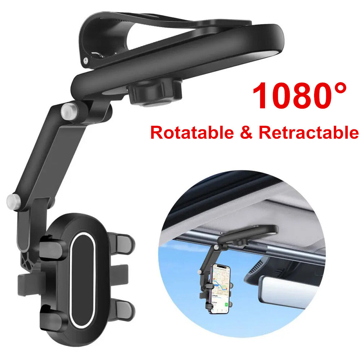 1080° Rotatable Retractable Car Phone Holder Universal Multifunction Stand USA