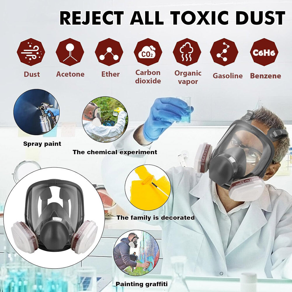 Full Face Gas Mask Painting Spraying Respirator W/Filters for 6800 Facepiece US