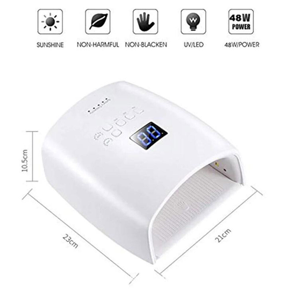 White 48W Cordless Wireless Rechargeable LED/UV Nail Lamp Gel Polish Nail Dryer