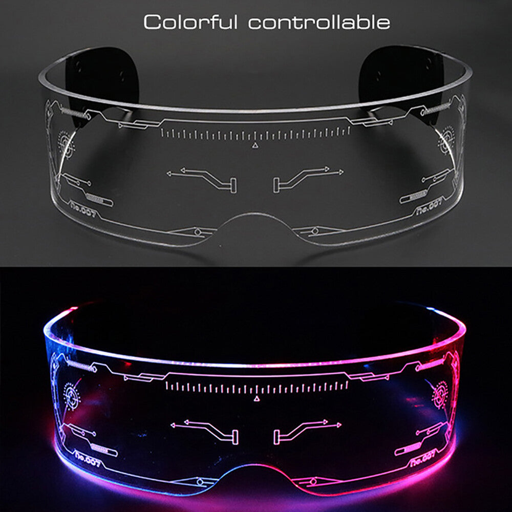 Clear Lenses 7 Color LED Flashing Light up Visor Glasses Goggles Rave Party US