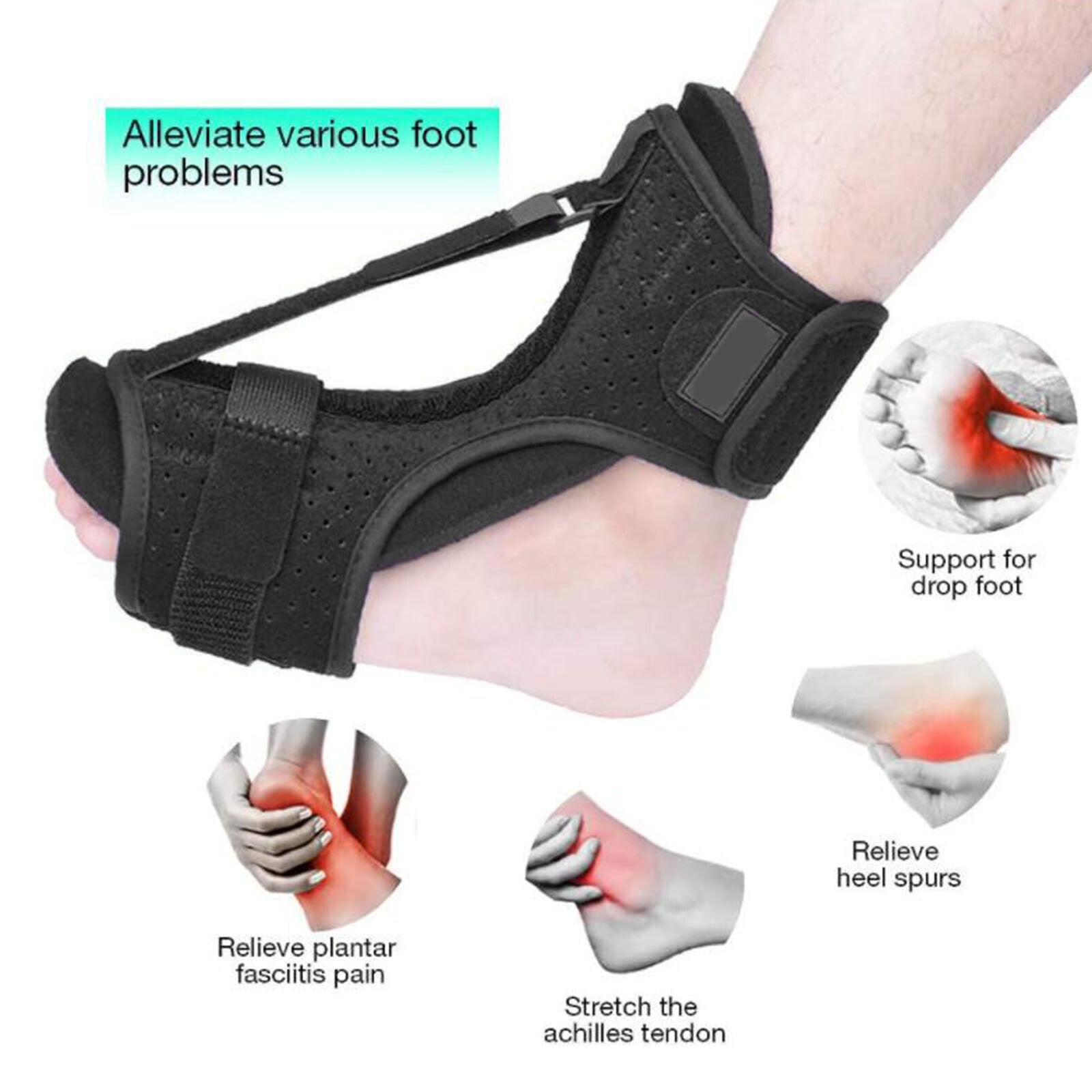 Plantar Fasciitis Night Splint Adjustable Foot Drop Ankle Brace Support Toe Pain