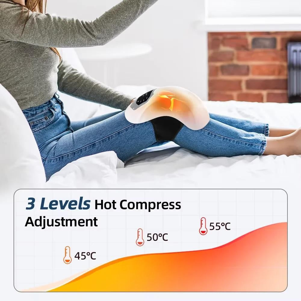 Cordless Knee Massager Heated Vibration Pain Therapy Adjustable W/ LED Screen US