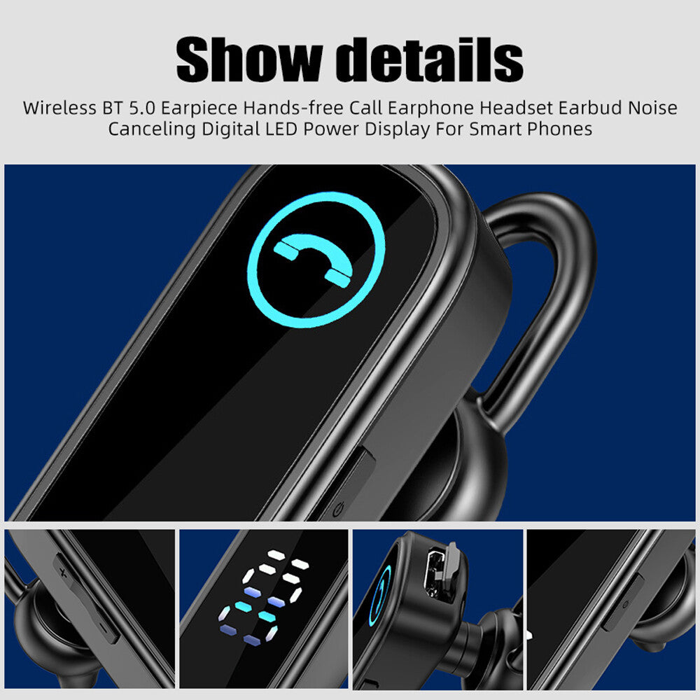 Bluetooth 5.0 Earpiece Noise Cancelling Headphone Driving Trucker in Ear Headset