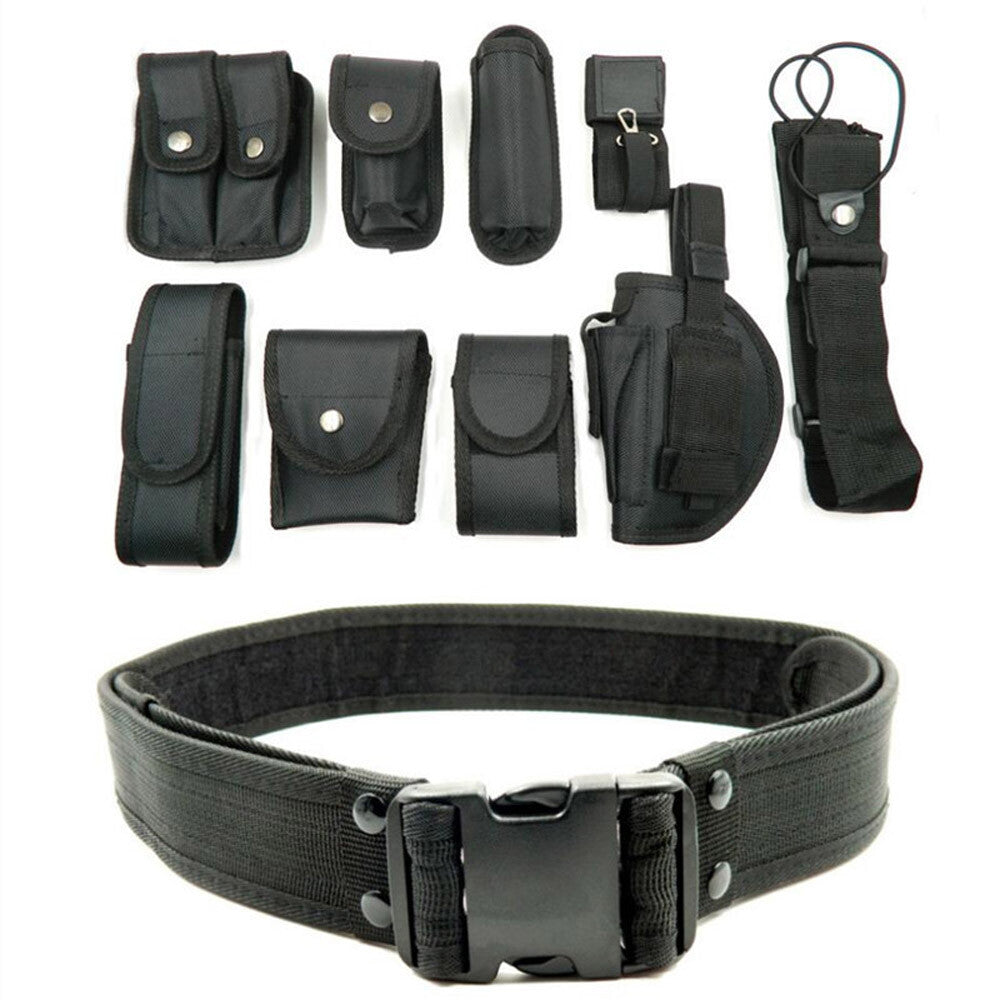 Tactical Nylon Police Security Guard Duty Belt Utility Kit System W/ Pouch USA