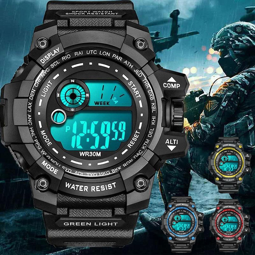 Wristwatch LED Digital Sports Watch Military Tactical Waterproof Shockproof US