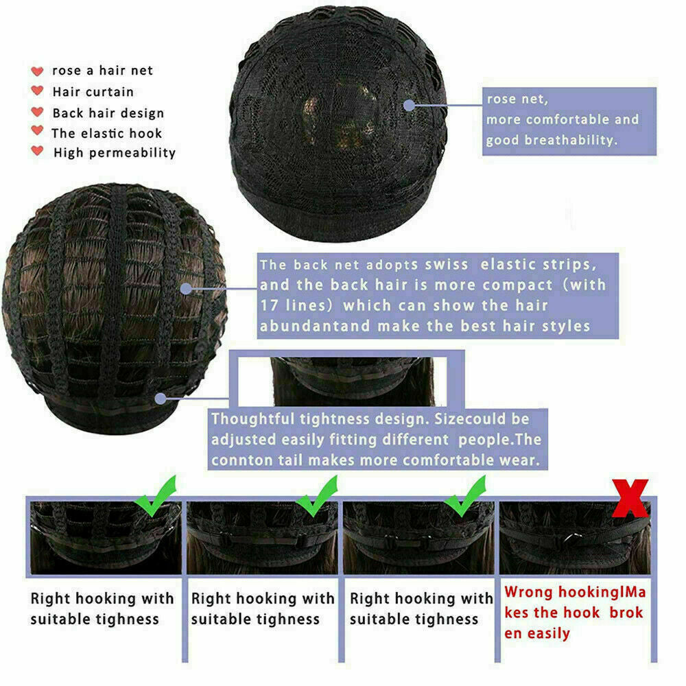 10 Inch Women Short Blonde Curly Wavy Bob Wig Bangs Fluffy Cosplay Party Real US