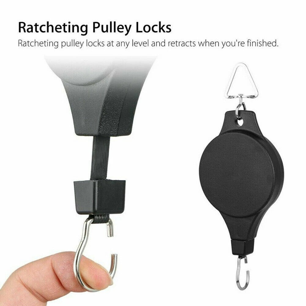 1/2/4 PCS Retractable Pulley Hook Hanging Pull down Hanger Garden Flower Plant