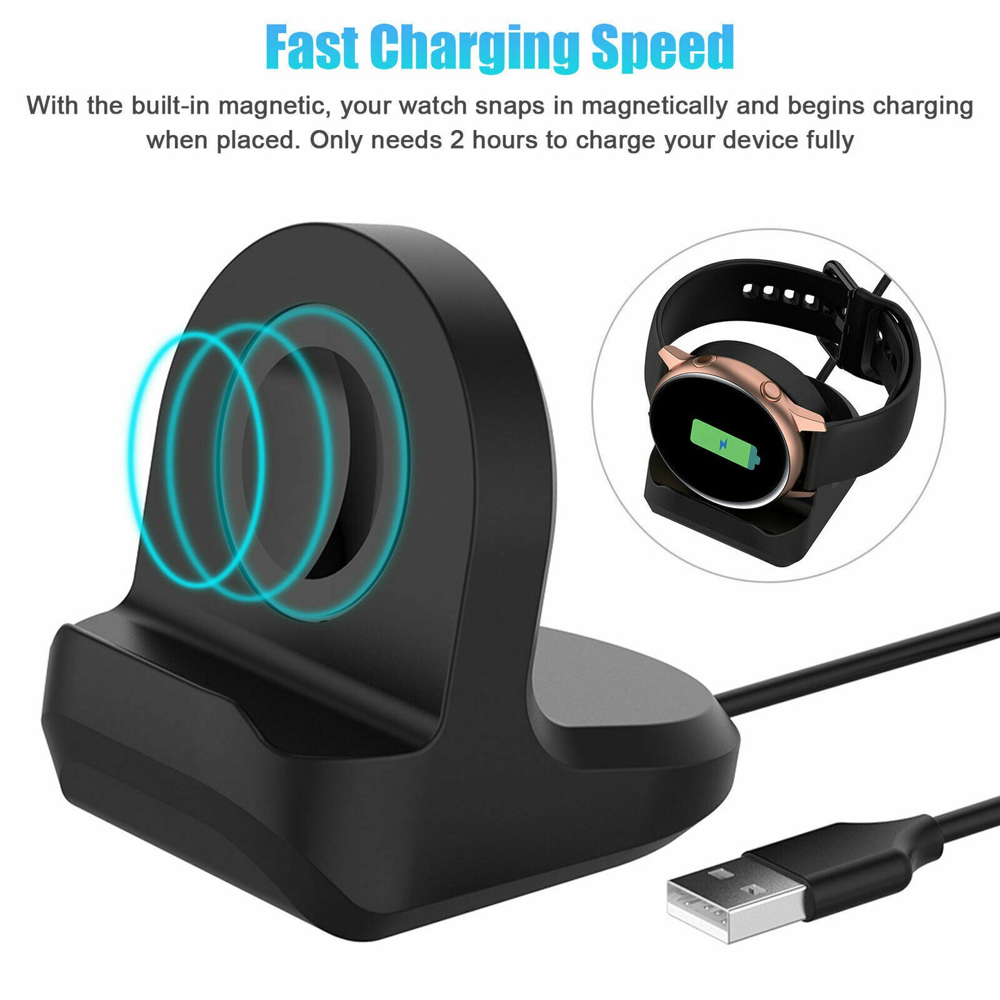 Wireless Charger Magnetic Dock for Samsung Galaxy Watch 4 Classic Watch3 Active2
