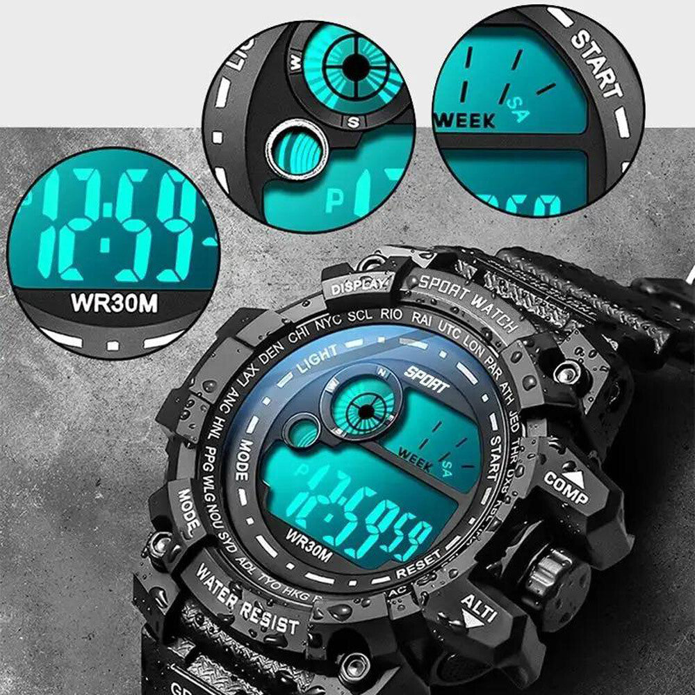 Wristwatch LED Digital Sports Watch Military Tactical Waterproof Shockproof US