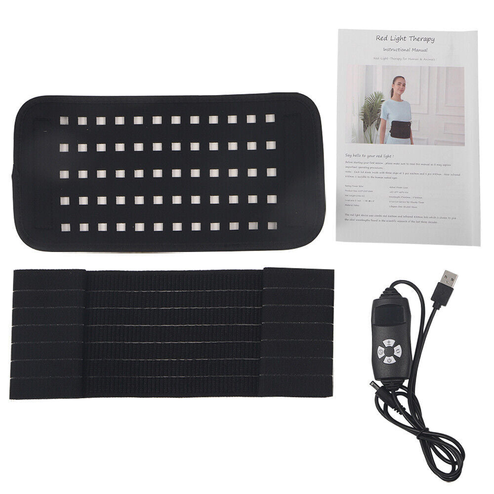 30W 660Nm 850Nm near Infrared Red Light Therapy Waist Wrap Pad Belt Pain Relief