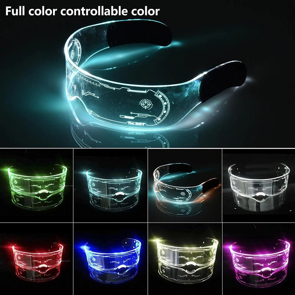 Clear Lenses 7 Color LED Flashing Light up Visor Glasses Goggles Rave Party US