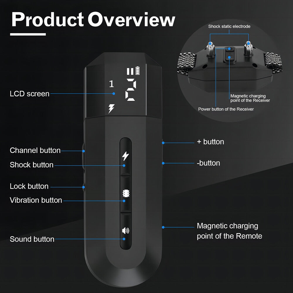 3000 FT Remote Dog Shock Training Collar Rechargeable Waterproof LCD Pet Trainer
