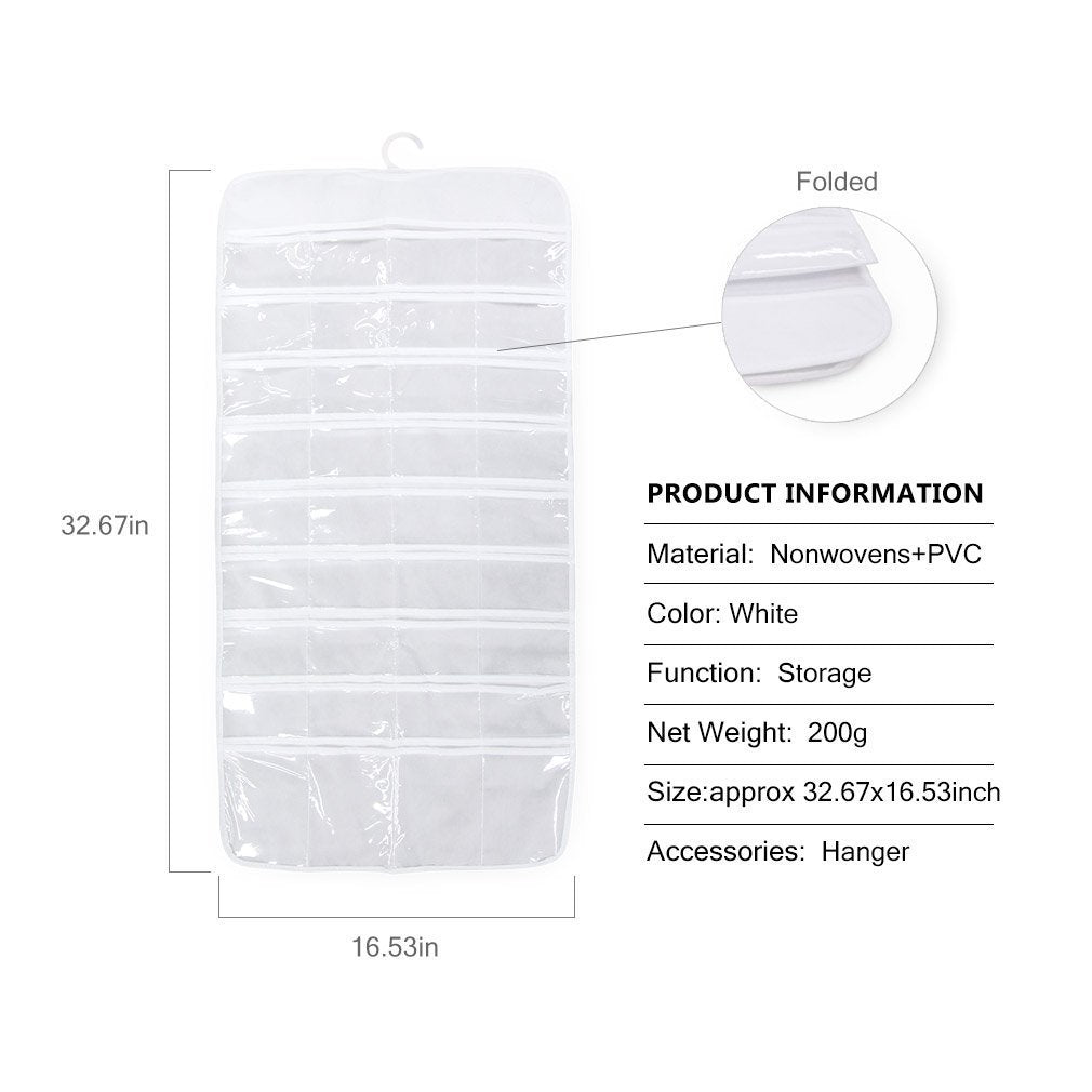 Bracelet Earring Ring Necklace 72 Pocket Hanging Jewelry Organizer Pouch Holder