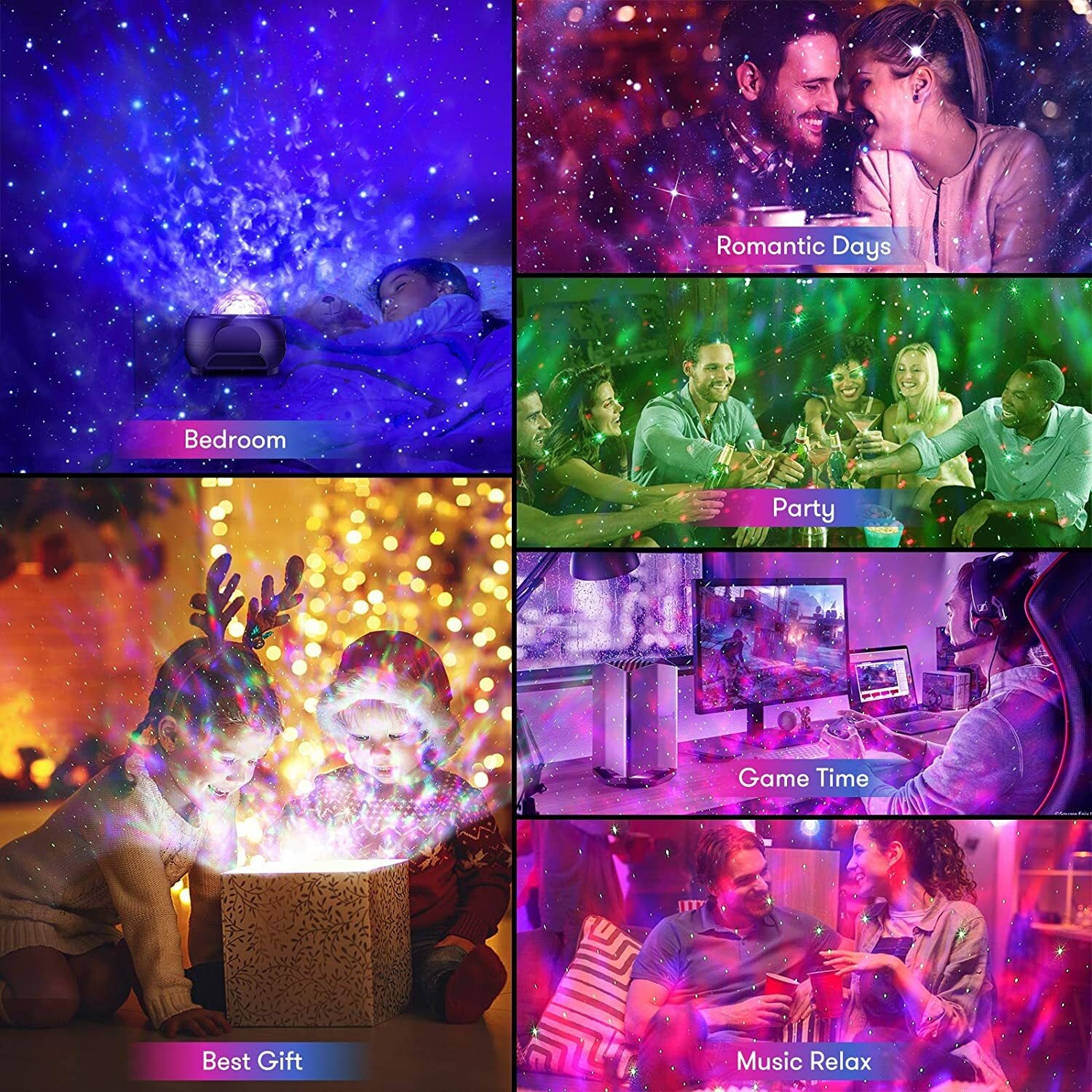 Galaxy Projector Starry Sky Night Light Ocean Star Party Speaker LED Lamp Remote