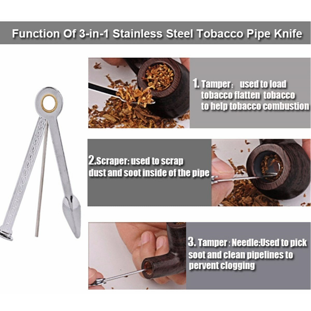 Rosewood Churchwarden Gandalf Pipe Long Stem Bent Tobacco Pipe with Accessories