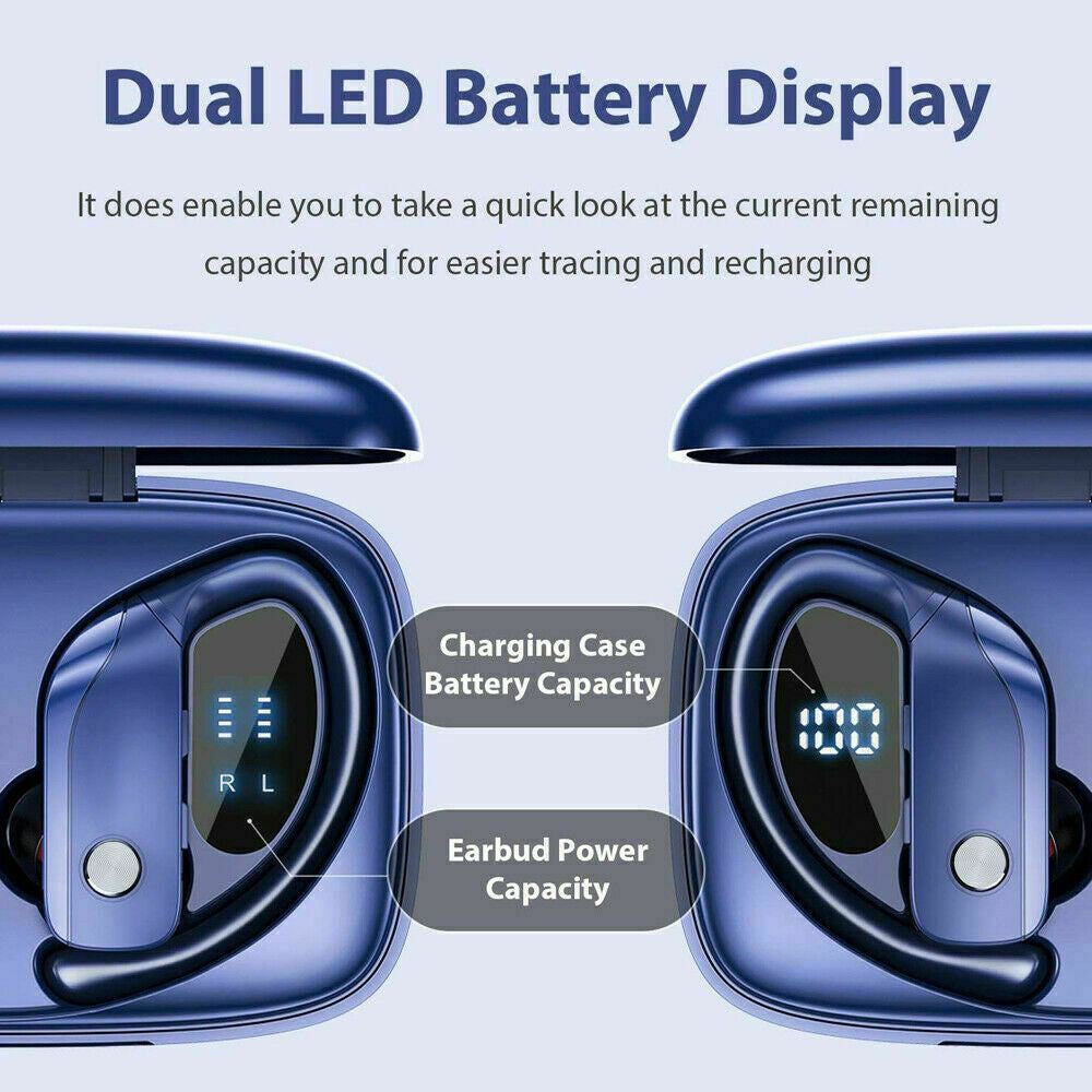 Bluetooth 5.0 True Wireless Earbuds with Mic Headphones Earhook Sport Waterproof