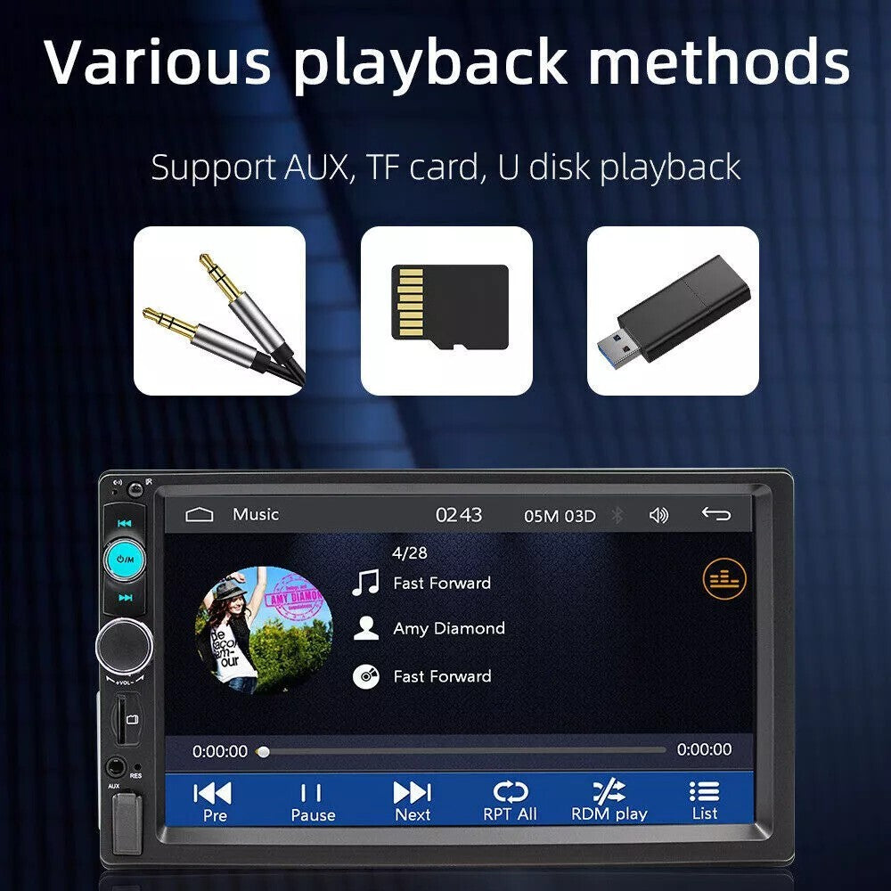 Single 1Din 7" Touch Screen Stereo Bluetooth Radio Car Apple/Android Carplay GPS